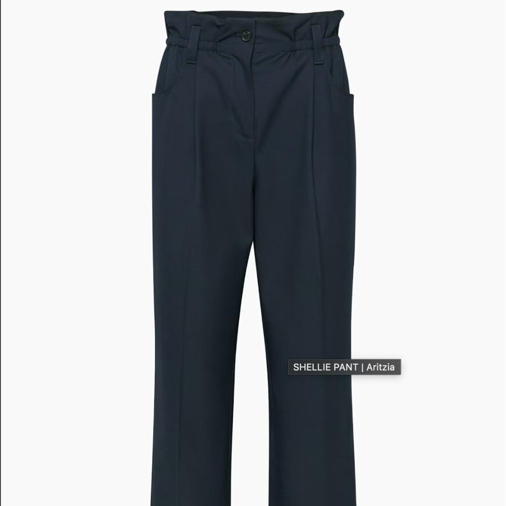 Aritzia Sunday Best Pleated Paperbag Waist Pant Night Navy Size 2